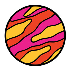 Cute Colorful Planet Hand Drawn Doodle