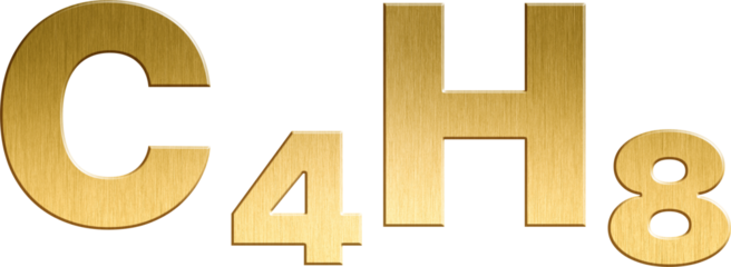 Butene - C4H8 Sparkling Gold Organic Chemical Formula