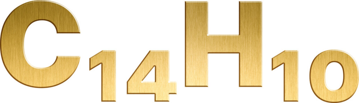 anthracene - C₁₄H₁₀ Sparkling Gold Organic Chemical Formula