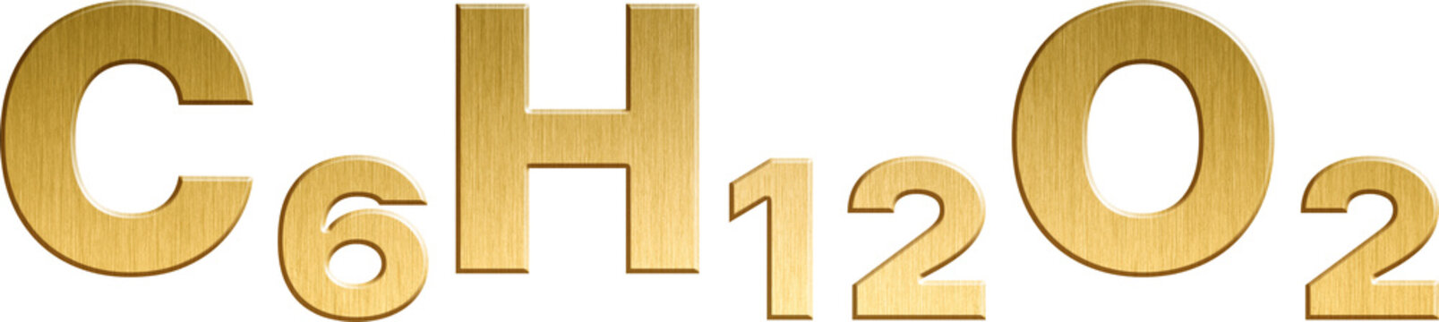 Caproic Acid - C₆H₁₂O₂ Sparkling Gold Organic Chemical Formula