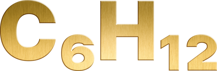 Cyclohexane - C6H12 Sparkling Gold Organic Chemical Formula
