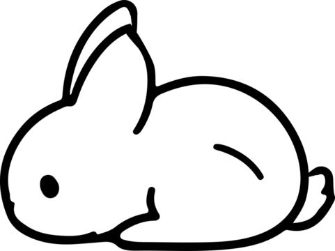 cute rabbit Doodle style hand drawn style black art line illustration. Happy Easter day bunny pose outline sketch icon on transparency