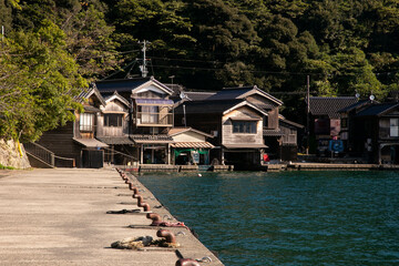 Beautiful fishing village of Ine in the north of Kyoto. Funaya or boat houses are traditional...