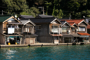 Beautiful fishing village of Ine in the north of Kyoto. Funaya or boat houses are traditional wooden houses built on the seashore.