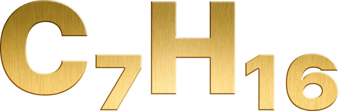 Heptane - C₇H₁₆ Sparkling Gold Organic Chemical Formula