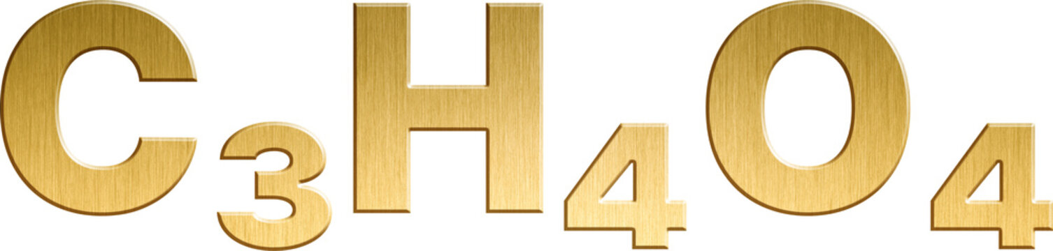  Malonic Acid - C₃H₄O₄ Sparkling Gold Organic Chemical Formula