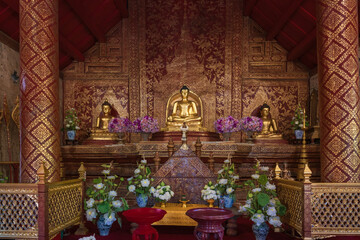 Buddha at wat pra singha Chiangmai Thailand.