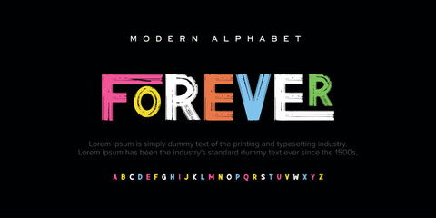 Forever Modern Bold Font. Typography urban style alphabet fonts for fashion, sport, technology, digital, movie, logo design, vector illustration - obrazy, fototapety, plakaty