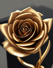 Metal rose flower  in gold colour home decoration design ai generative