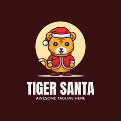 Fototapeta premium Tiger Santa Mascot Logo