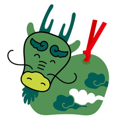 年賀状2024年＿辰の土鈴イラスト