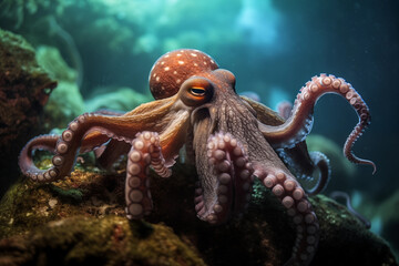 mysterious image showing an octopus in its natural environment