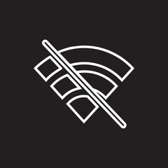 No Wifi icon vector. No internet signal logo design. Wifi network is not available vector icon illustration isolated on black background
