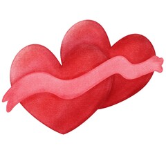 Fototapeta premium Watercolor element red hearts cute for valentines’s day