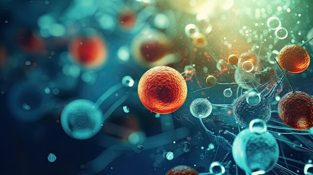 Cell under microscope.Cell abstract concept. 