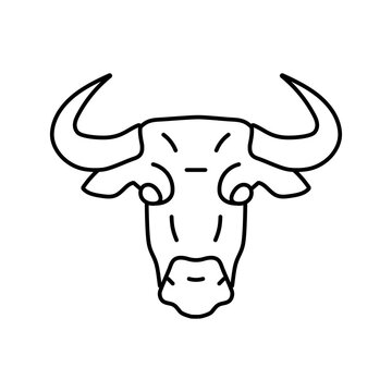 animal bull head line icon vector. animal bull head sign. isolated contour symbol black illustration