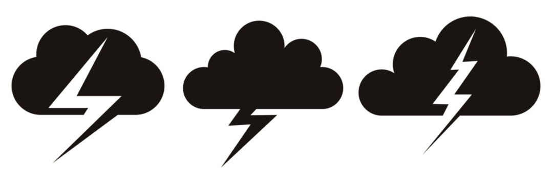 cloud thunder icon set. vector