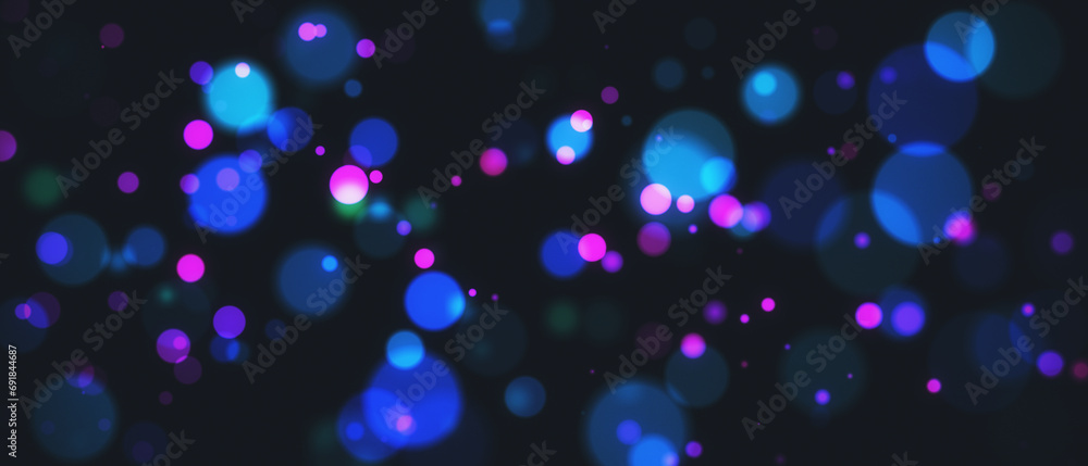 Poster creative blurry bokeh christmas on wide backdrop. landing page concept. 3d rendering.