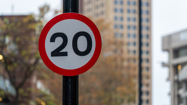 20mph speed sign in urban setting	