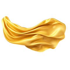 Gold Silk scarf flying  isolate transparent white background