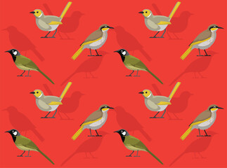 Bird Honeyeater Cartoon Cute Seamless Wallpaper Background