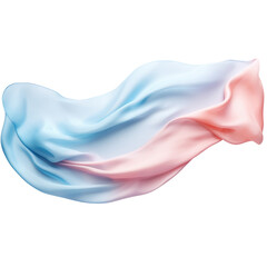 Pastel blue pink Silk scarf flying in the wind isolate transparent white background