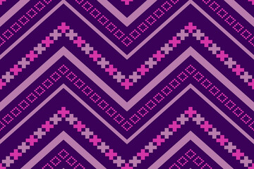 Purple cross stitch traditional ethnic pattern paisley flower Ikat background abstract Aztec African Indonesian Indian seamless pattern for fabric print cloth dress carpet curtains and sarong