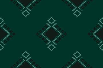 Green Cross stitch colorful geometric traditional ethnic pattern Ikat seamless pattern border abstract design for fabric print cloth dress carpet curtains and sarong Aztec African Indian Indonesian