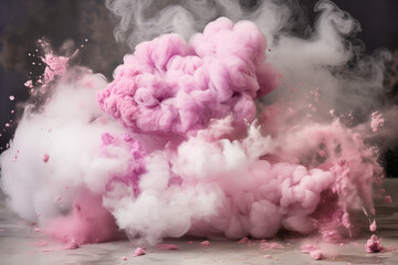 explosion of pink and white powder