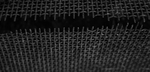 angle of rusty metal grate with horizontal hole, gap. Textures of a metallic fence of rust eateniron.