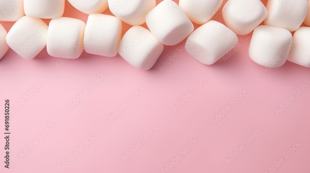 Poster a visually soothing background featuring a collection of aesthetic marshmallows arranged in a minima