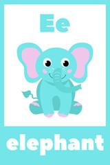 Children's ABC cards. Letter, word and picture. Educational cards with the alphabet for children. Cards for learning letters, the English alphabet with food and animals for kindergarten and school