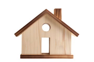 wooden house symbol Real house interest concept isolated on transparent background. PNG file.