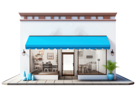 Start a business, make money and set goals for a successful franchise store isolated on transparent background. PNG file.