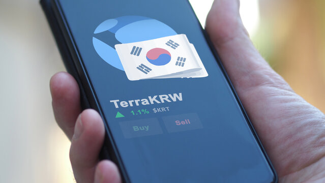November 17th 2023. An investor analyzing the price of TerraKRW, the token coin $KRT on a crypto exchange sreen.