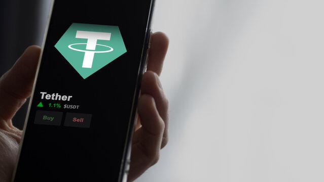 Tether, the token coin $USDT on a crypto exchange sreen.