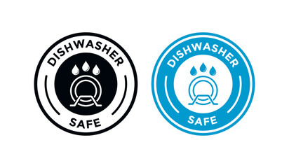 Dishwasher safe circle logo vector template. Suitable for information and product label