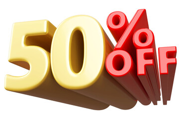 Discount 50 percentage off - 3d render number sale gold