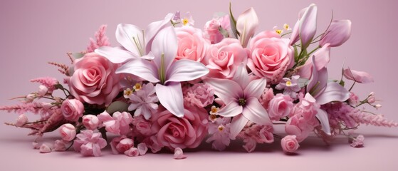 light pink flowers Valentine's Day concept The beauty of pink flowers Conveys love. Generative AI