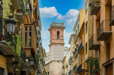 Fototapeta na wymiar Spain, colorful Valencia streets in historic city center
