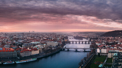 Sunrise over Prague - obrazy, fototapety, plakaty