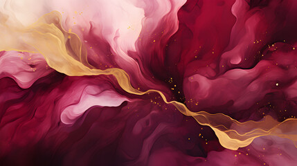 Maroon glitter gold marble effect design 