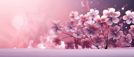 pink valentine's day background With a beautiful heart shape love concept In the Valentine's Day festival happy holiday Copy space panoramic background. Generative AI.