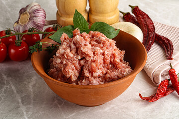 Raw minced pork uncooked meat