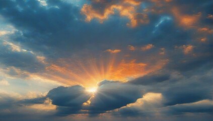 Fototapeta premium _Sunrise_dramatic_blue_sky_with_orange_