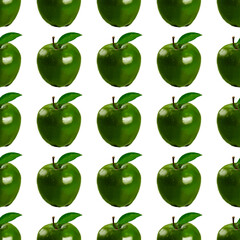 Green apple pattern painted with watercolors