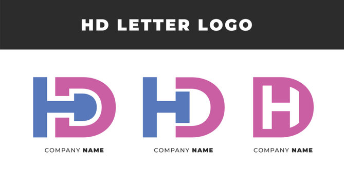 Set of Letter HD, DH, H, D Logo Design Collection, Initial Monogram Logo, Modern Alphabet Letter HD, DH, H, D Unique Logo Vector Template Illustration for Business Branding.