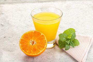 Fresh orange juice served mint