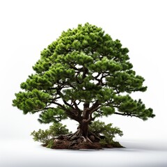 Fototapeta na wymiar Green small pine tree on white background Created with generative Ai