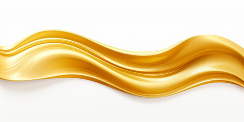Obraz premium Flowing golden wave shape on white as abstract luxury and festivity background